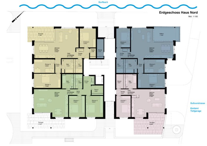 Wohnen am Dorfbach, Dufourstrasse 7, Haus Nord, Erdgeschoss Wohnen am Dorfbach, Dufourstrasse 7, Haus Nord, Erdgeschoss